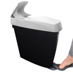 P+L Systems Sanibin Papelera sanitaria femenina con pedal de 20 litros - Negro y plateado | Solución de residuos de higiene