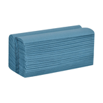 2400 x Value 1 Ply Blue C-Fold Embossed Hand Towels - Pack of 12 x 200 Sheets